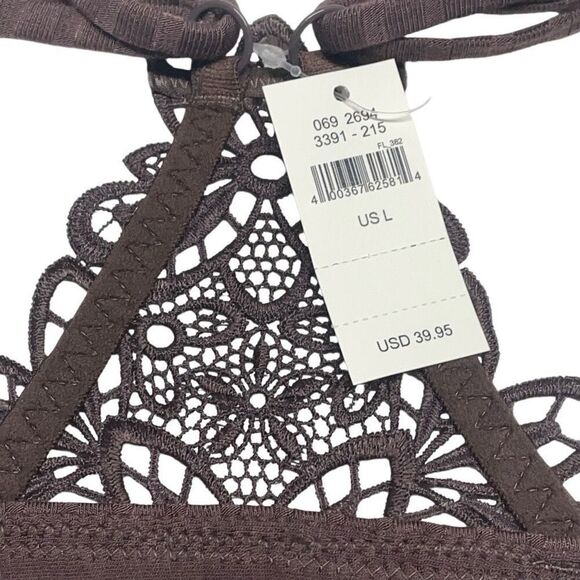 Aerie Espresso Brown Ribbed Lace Back Crop Top N0500 - Picture 4 of 7